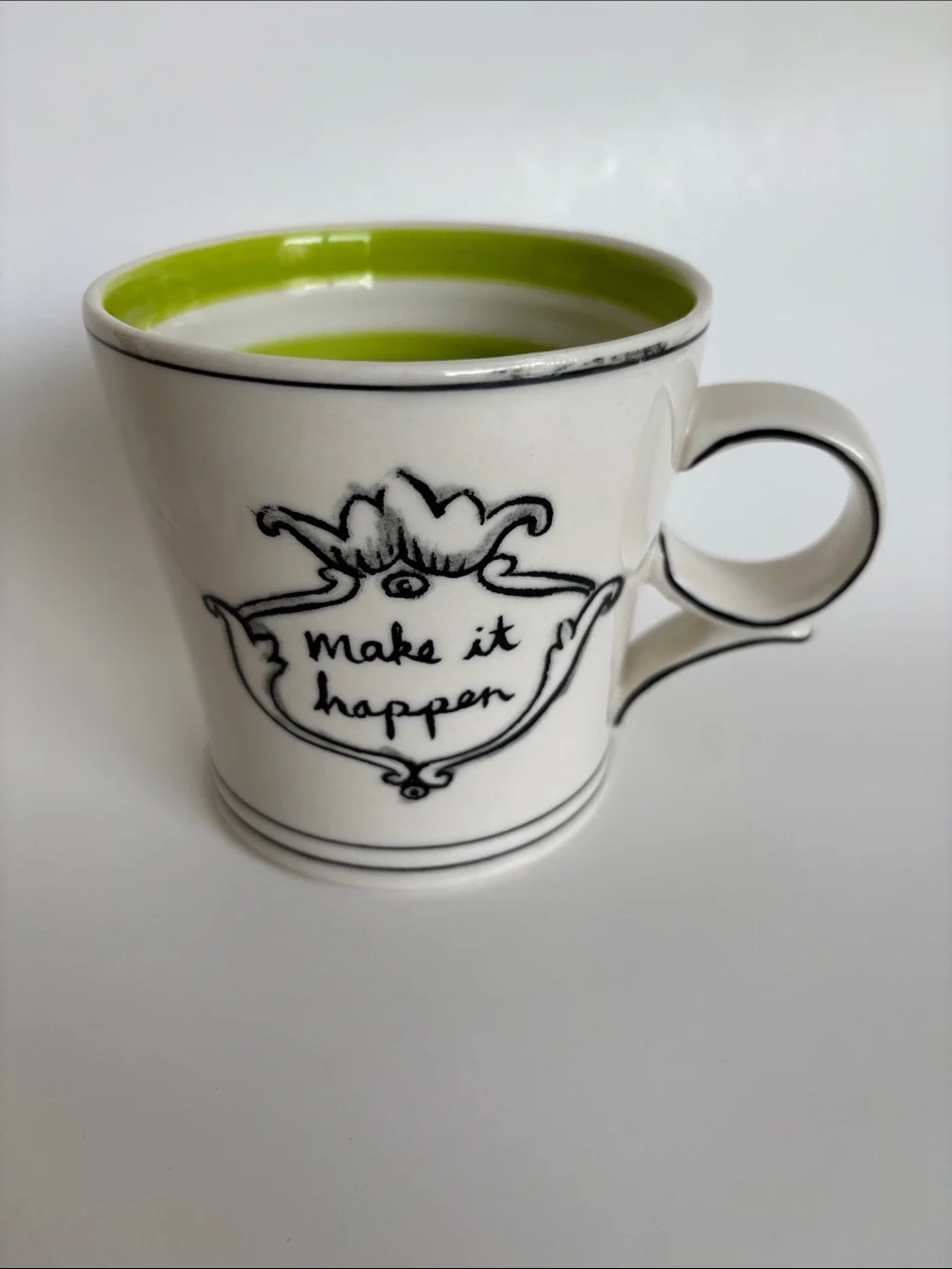 Molly Hatch Anthropologie Make It happen Crown Green Stripe Mug